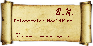 Balassovich Madléna névjegykártya
